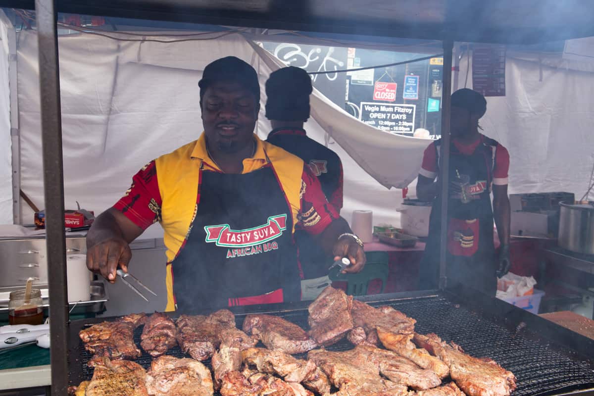 Leo Chofor at work on the grill.