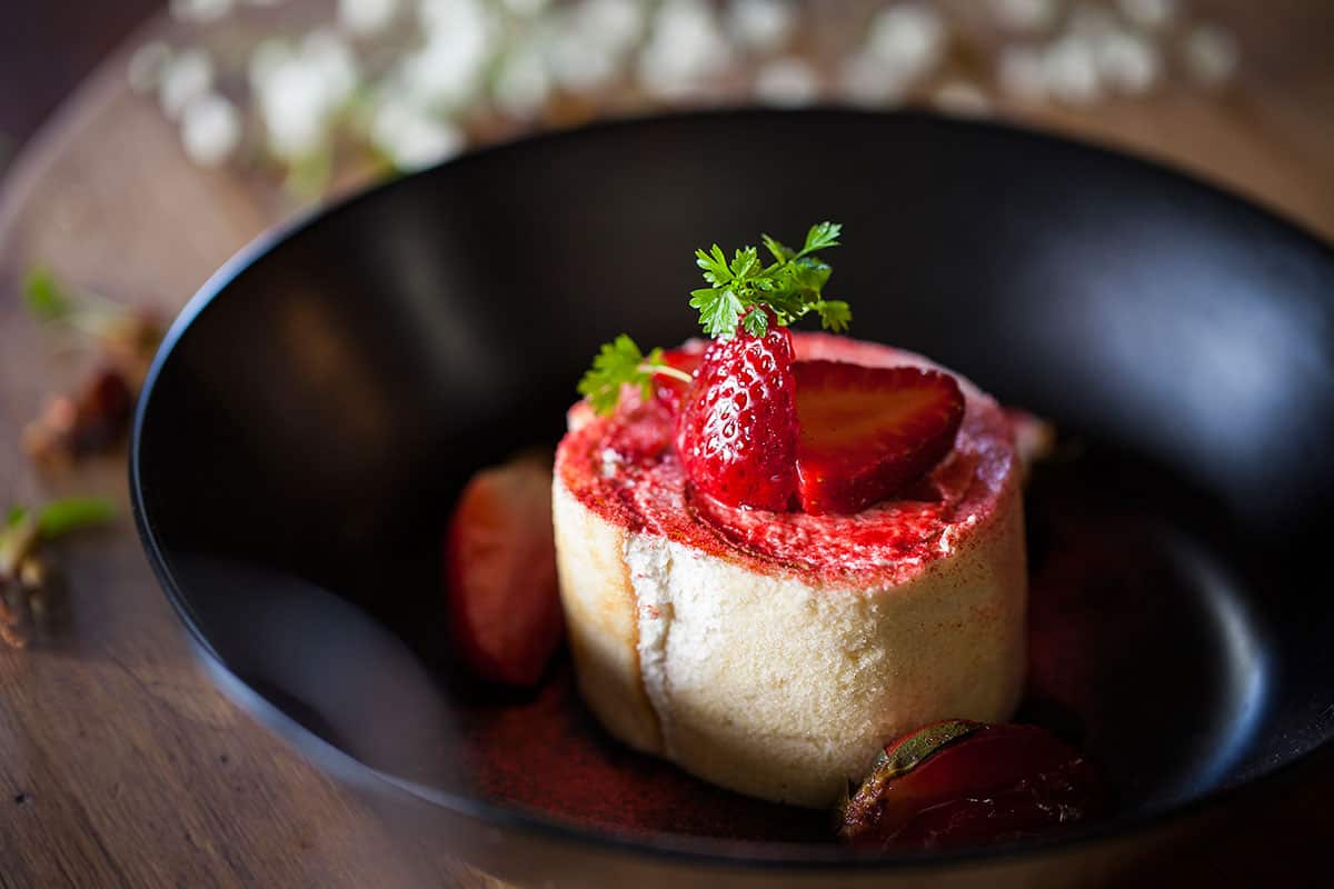Strawberry Swedish roll, similar to a Swiss roll, at Sven-San.