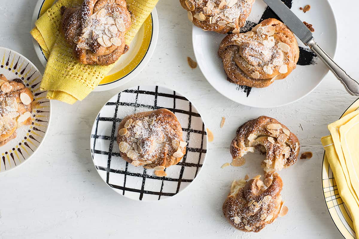 Swedish cinnamon and almond twisted buns (kanelbullar)