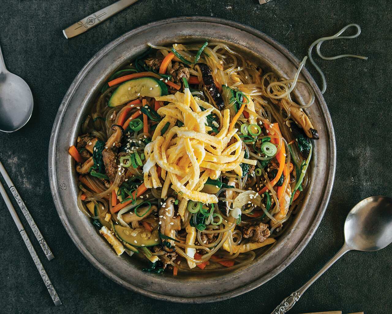 Sweet potato glass noodles (japchae)