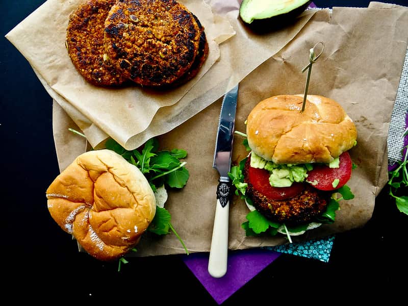 Maple-chipotle sweet potato burger