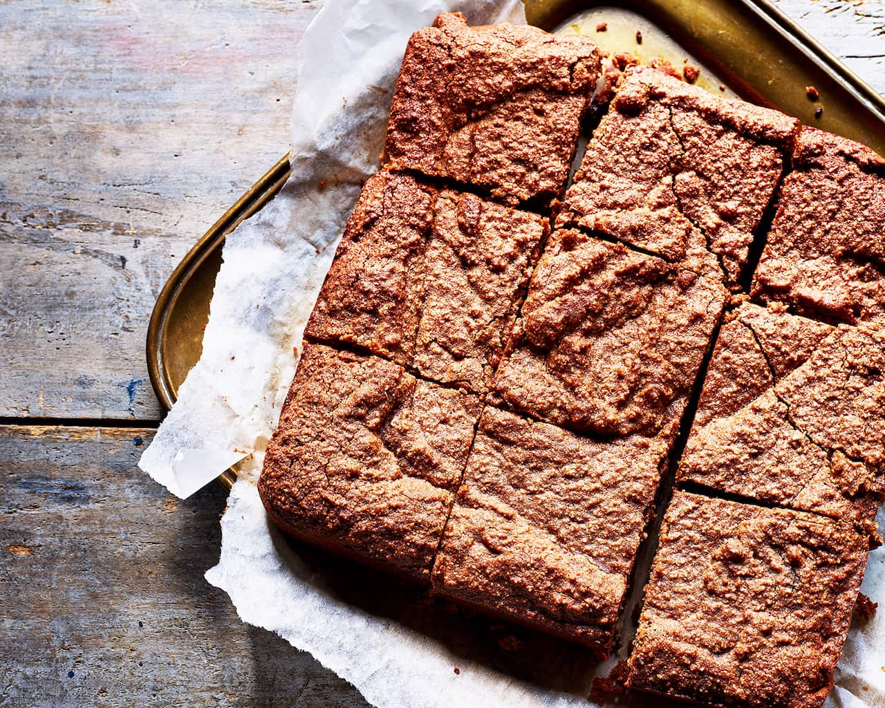 Tahini, almond and orange brownies
