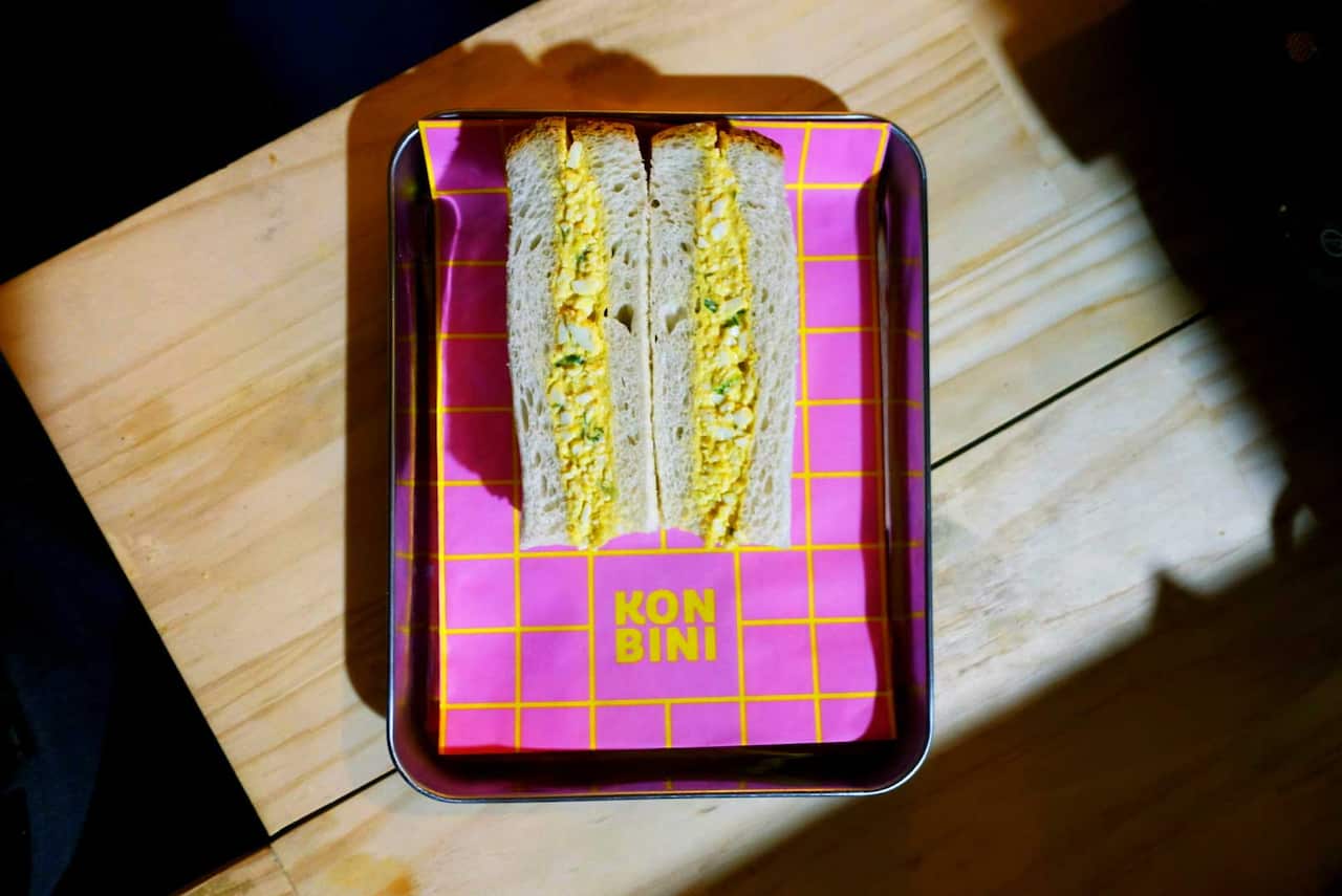 Konbini's tribute to the convenience store egg sandwich.