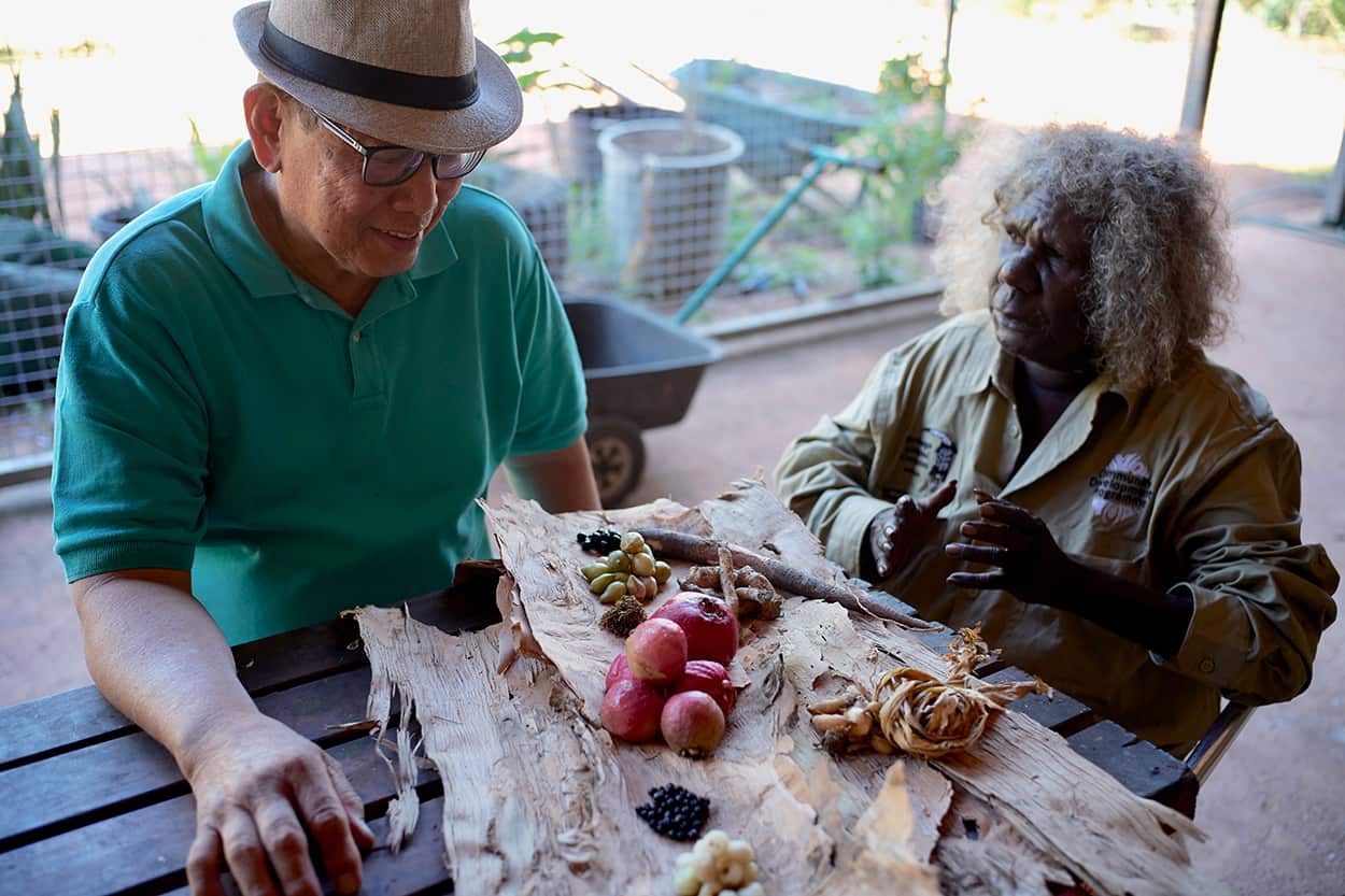 Jimmy Shu and Leila Nimbadja at Maningrida 