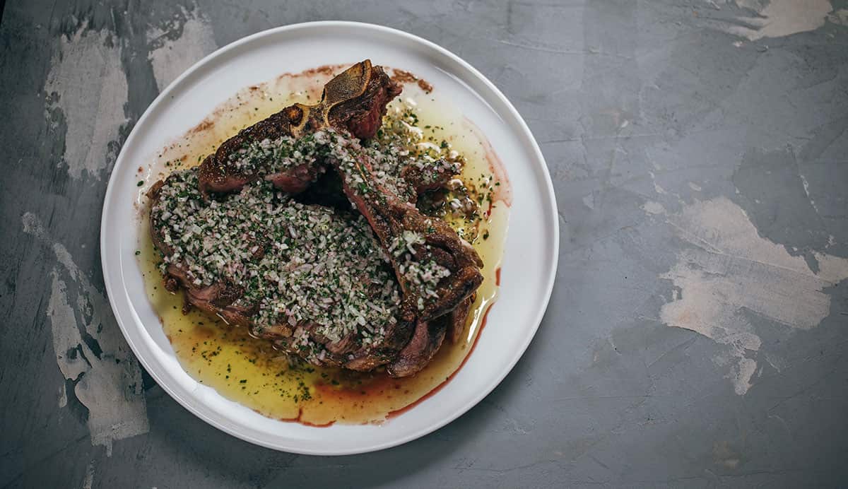 T-bone with smoked beef fat vinaigrette