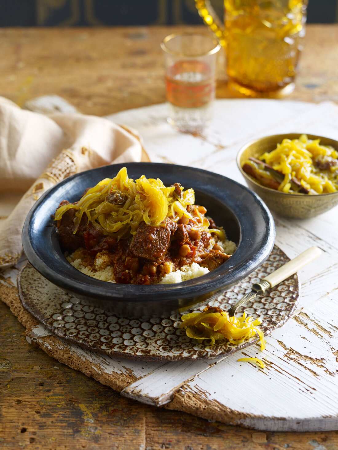 Tfaya with lamb tagine and couscous