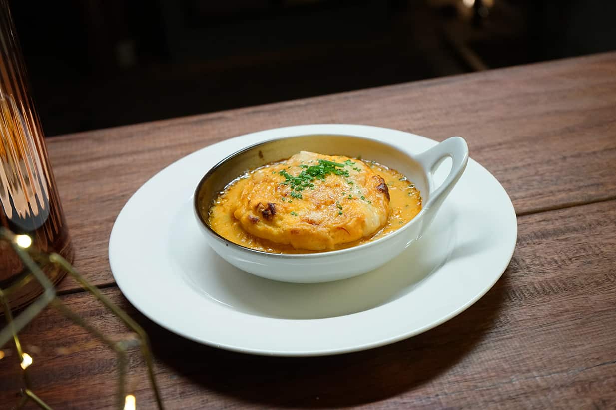 Double-baked crab soufflé