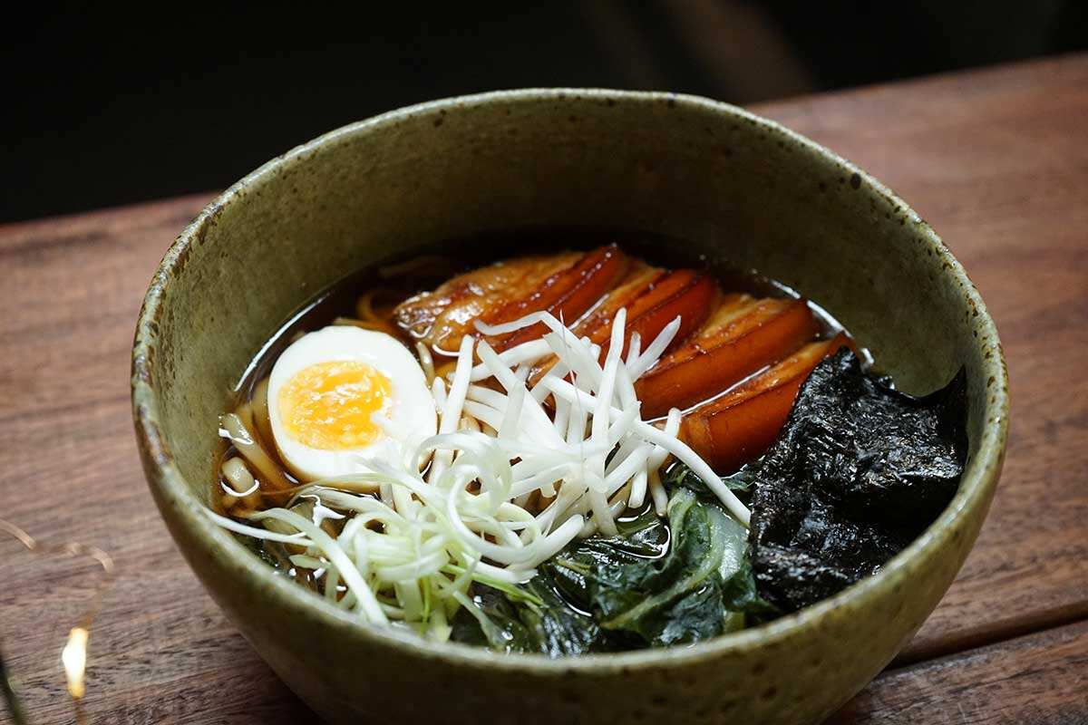 Pork belly udon soup