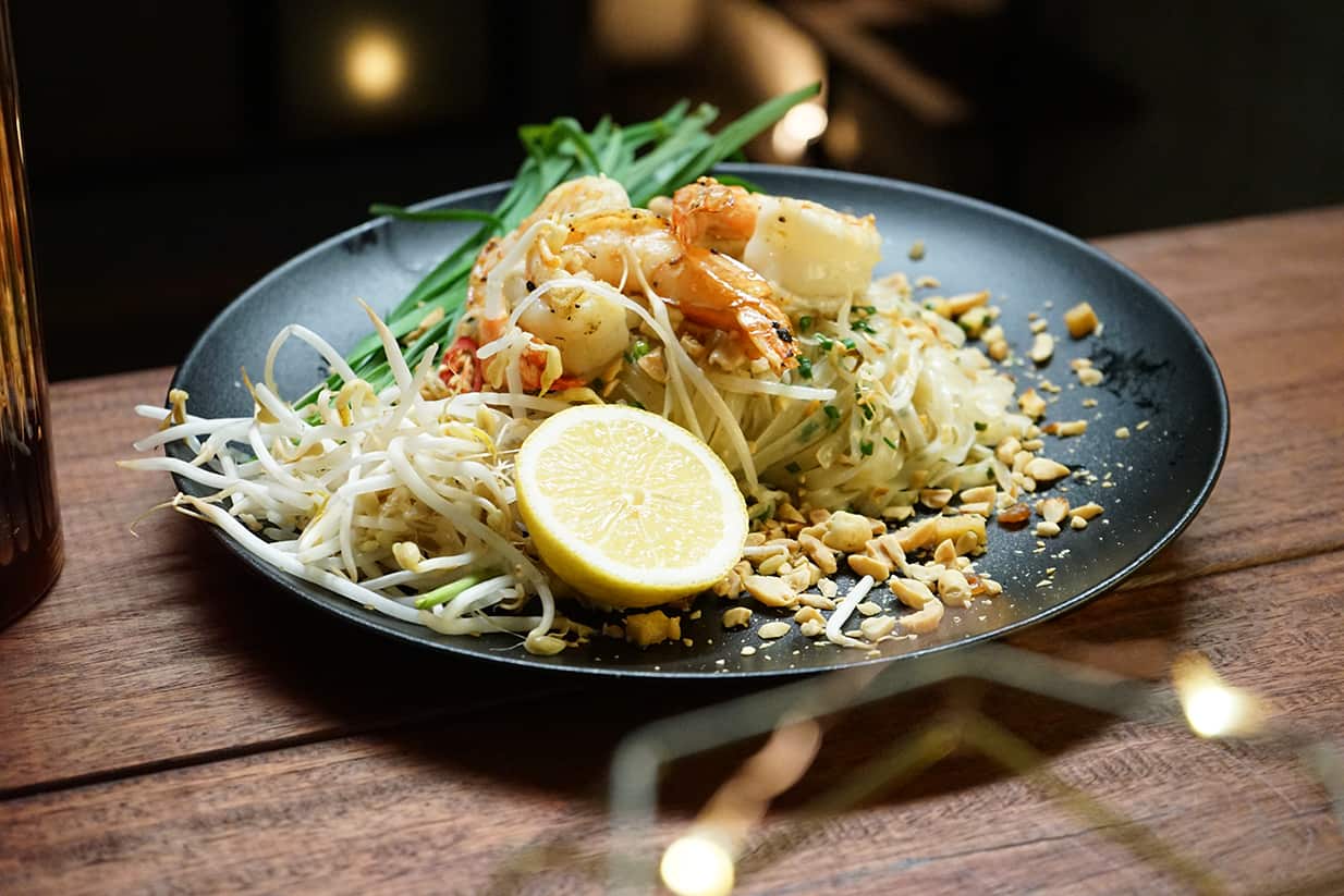 Prawn and garlic chive pad Thai