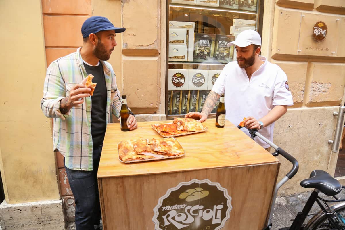 Frank PInello, left, and Cesare Agostini, head baker at Roscioli in rome