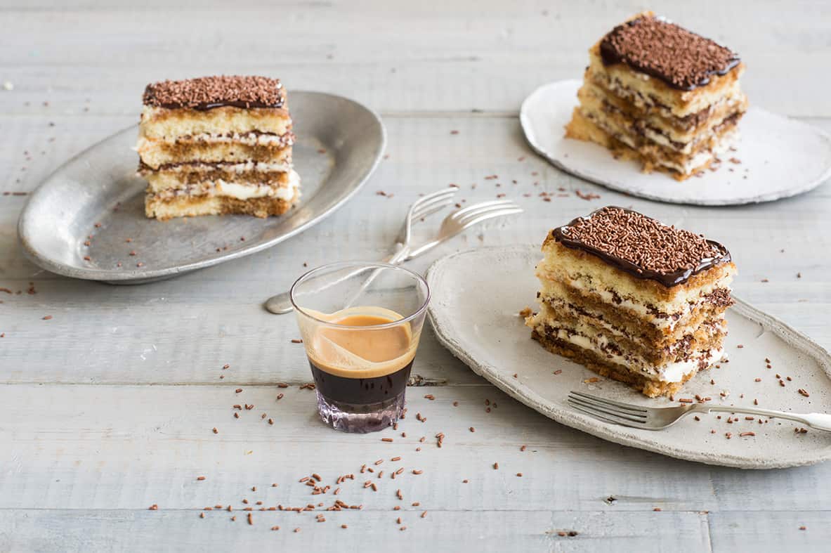 Tiramisu cakes also known as tiramisu squares