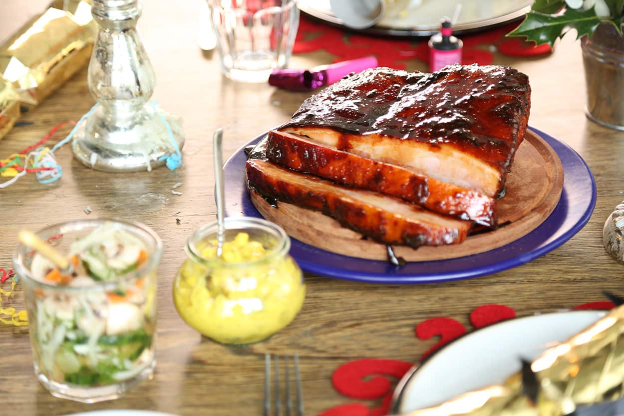 Honey-glazed roast bacon aka honey roast streaky bacon
