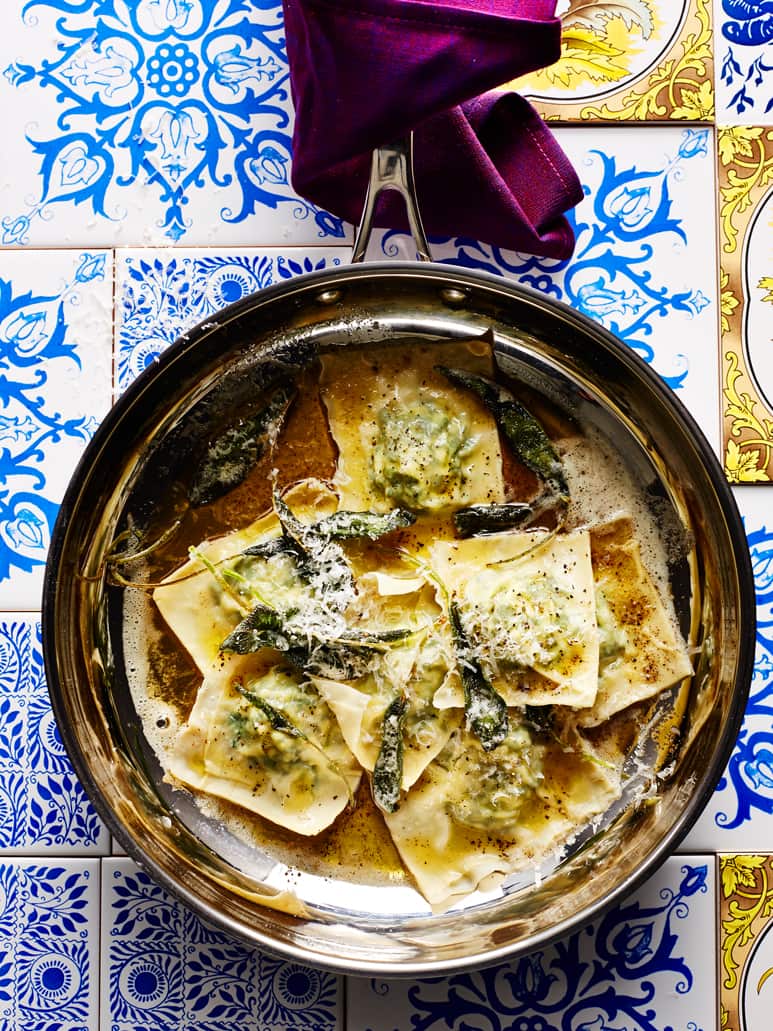 Tortelli filled with greens and ricotta