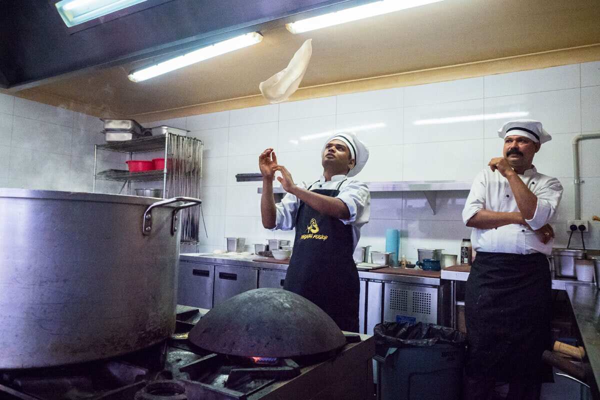 Making naan bread at Punjabi Fusion.