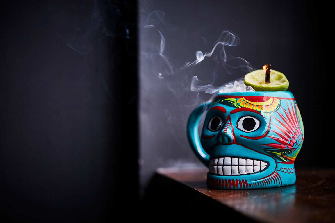 trash cocktail - skull mug