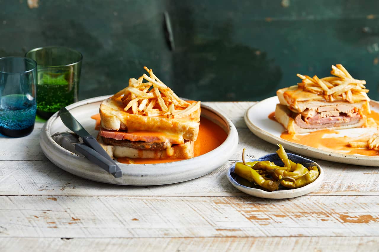 Tuna francesinha (Portuguese cheese toastie)