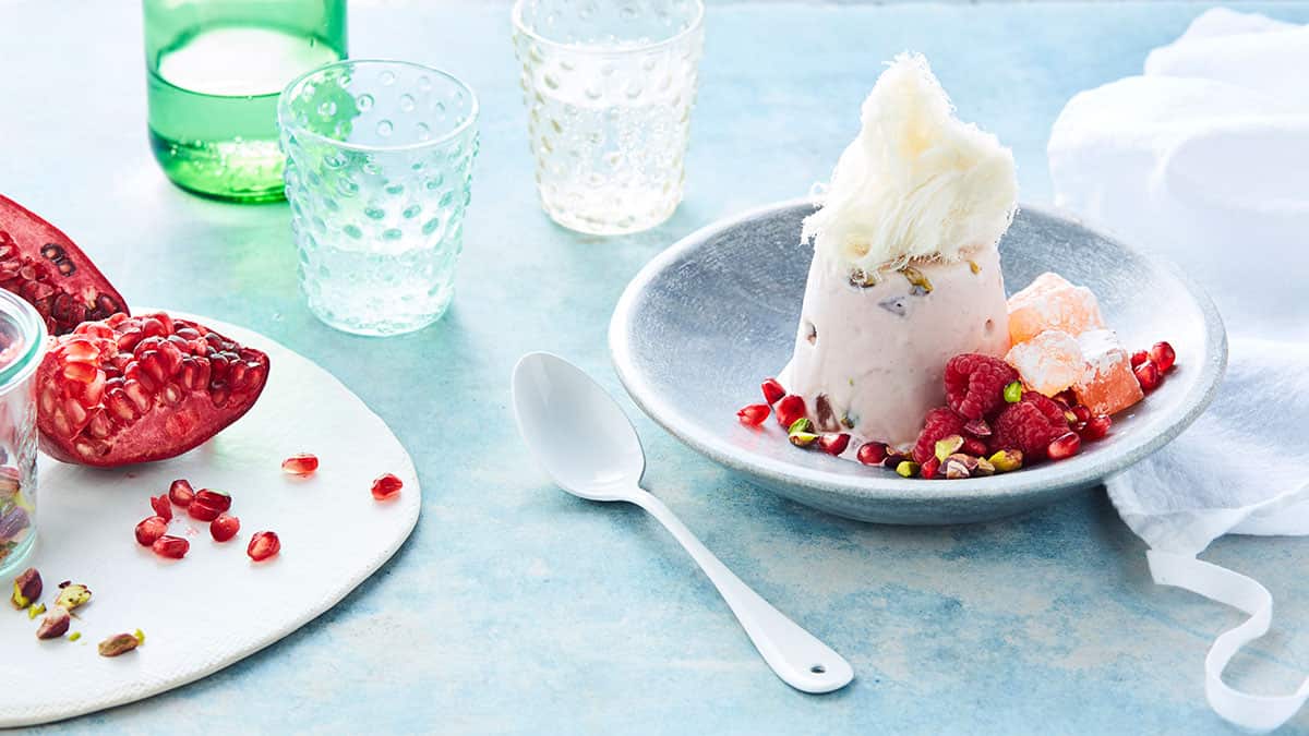 Turkish delight ice-cream timbals