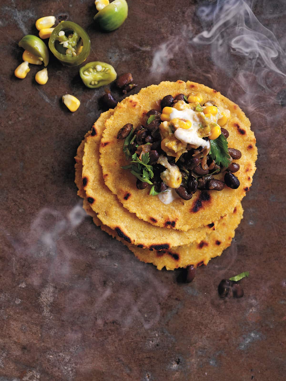Turtle beans with chipotle creamed corn