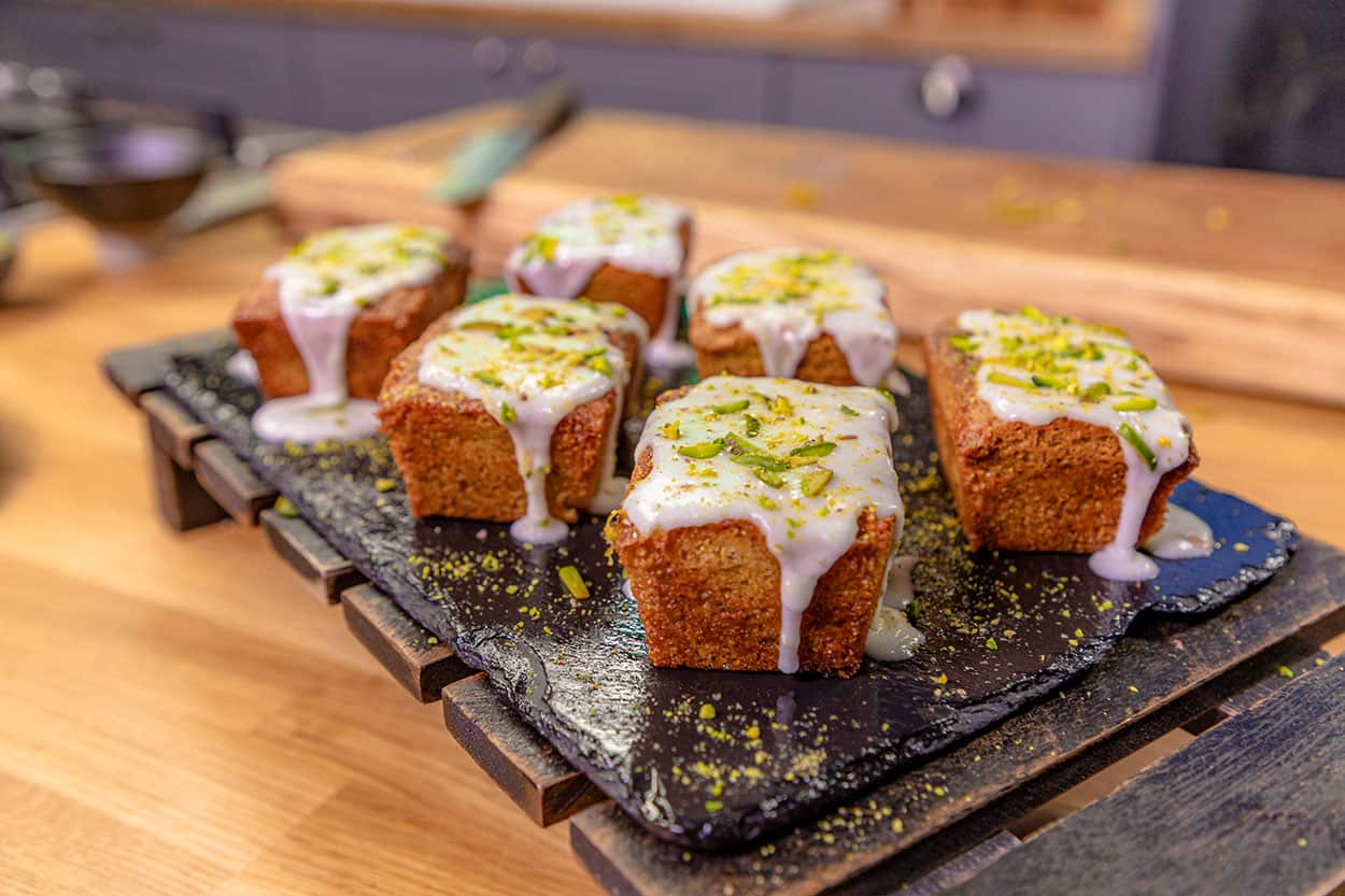 Ainsley Harriott's pistachio lemon and polenta cakes