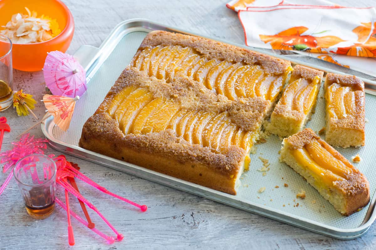 Upside-down mango and coconut cake
