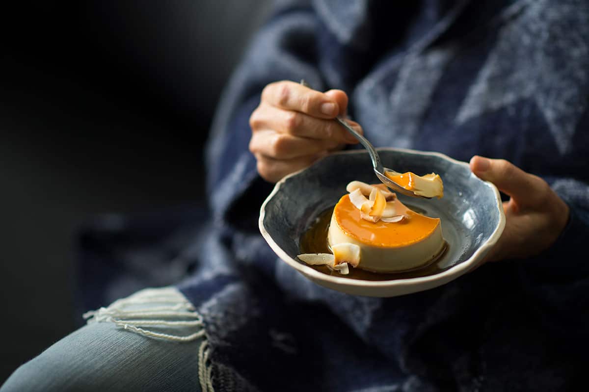 Vietnamese coconut crème caramel (kem flan)