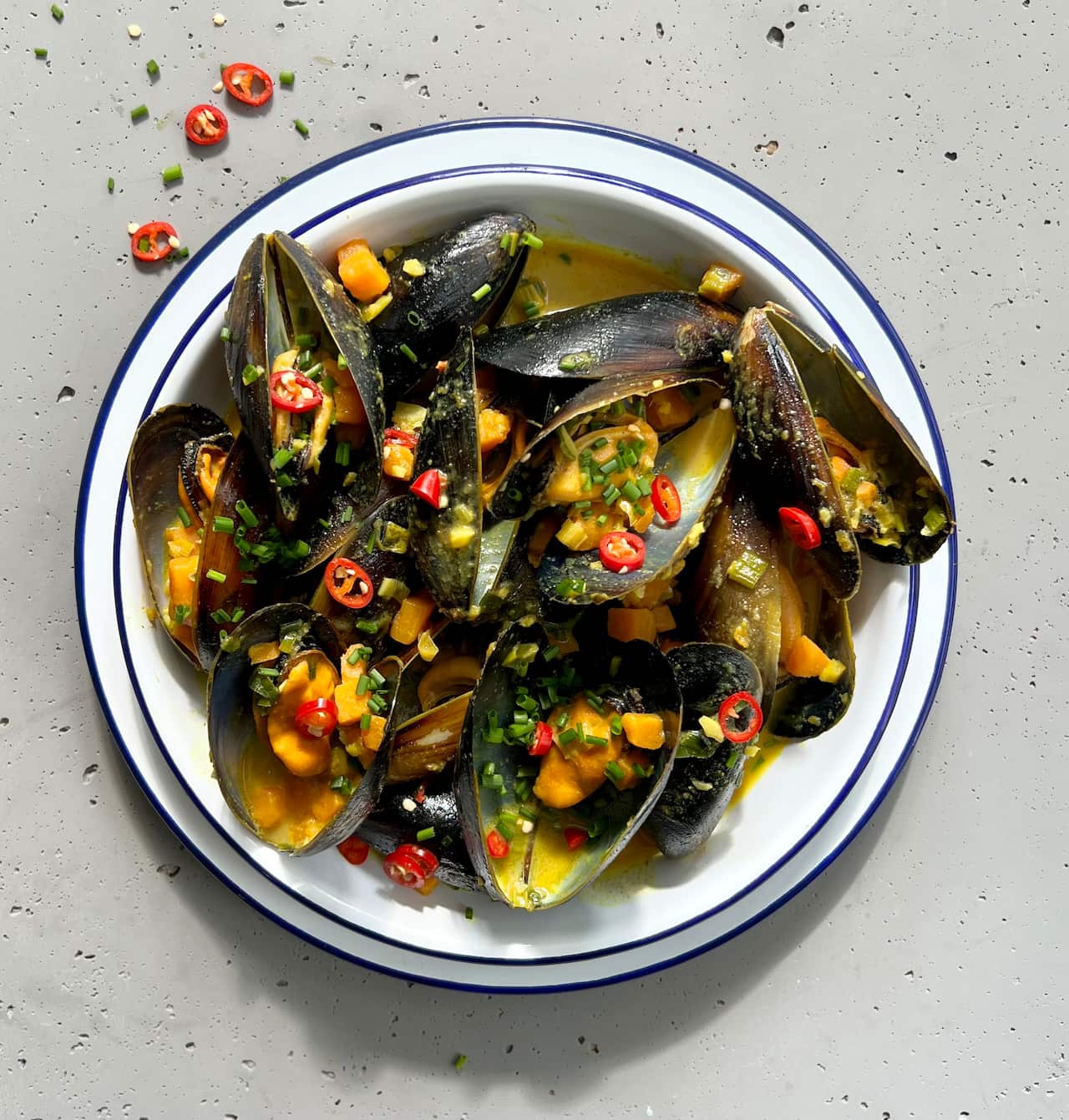 Curried mussels