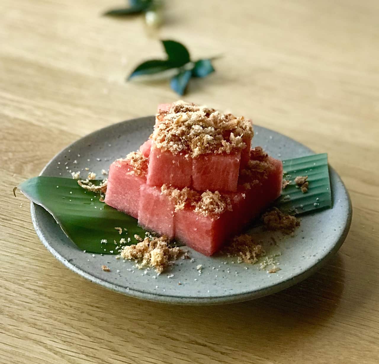 Watermelon with fish floss-Songkran dessert
