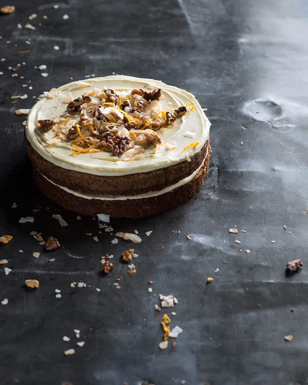 Wholesome carrot cake with cream cheese frosting