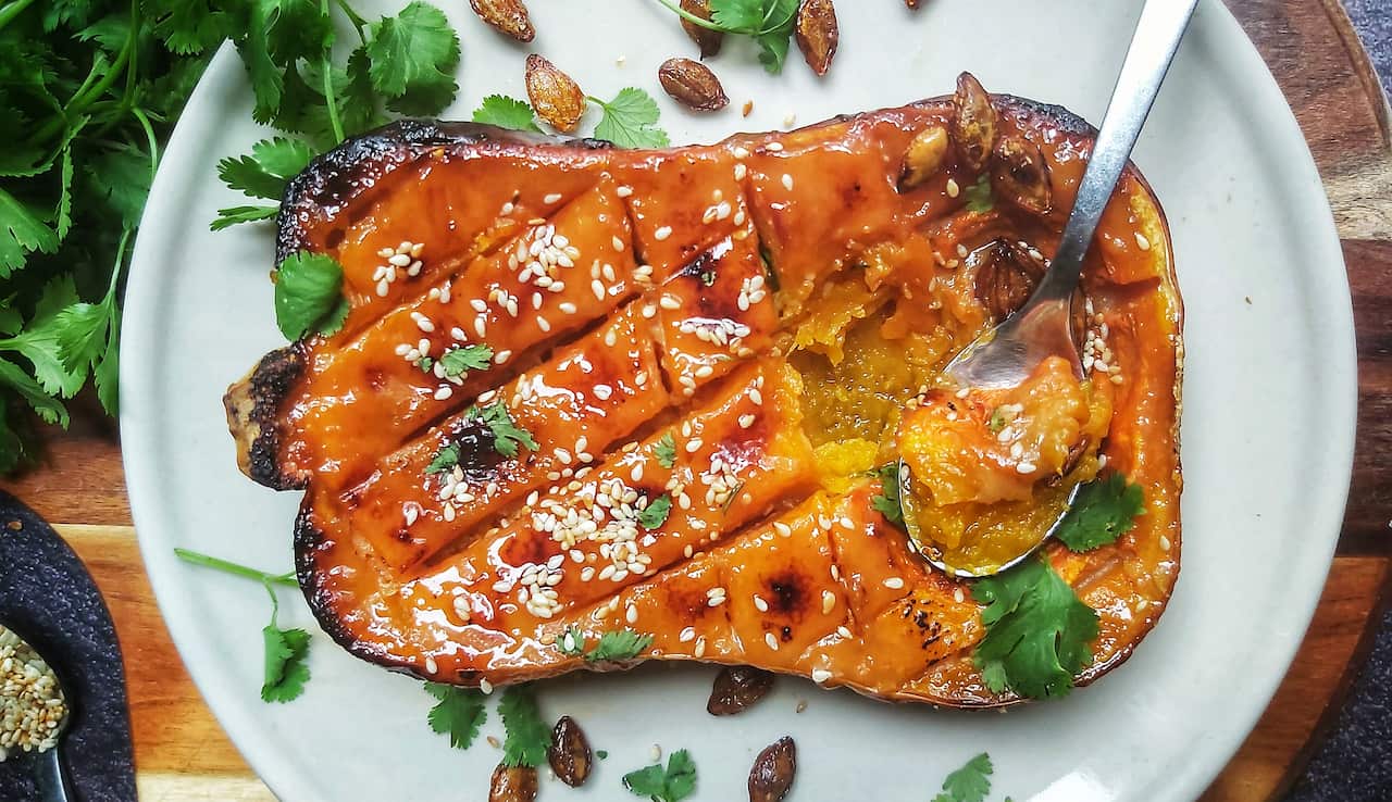 Miso-glazed pumpkin