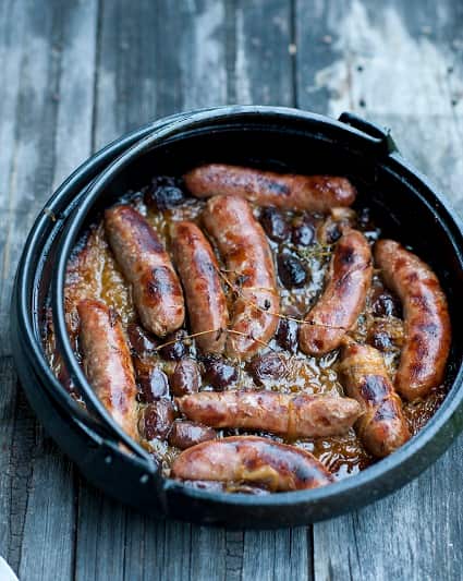 Woodfired sausages at Fat Pig Farm