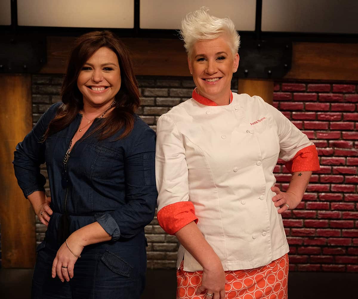 Rachael Ray and Anne Burrel are the mentor/professional celebrity wranglers.