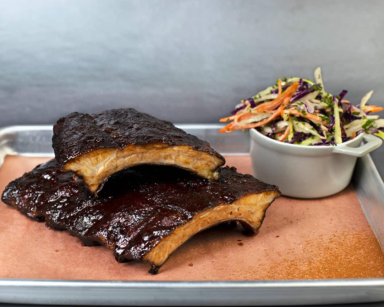 Cocoa-rubbed baby back ribs