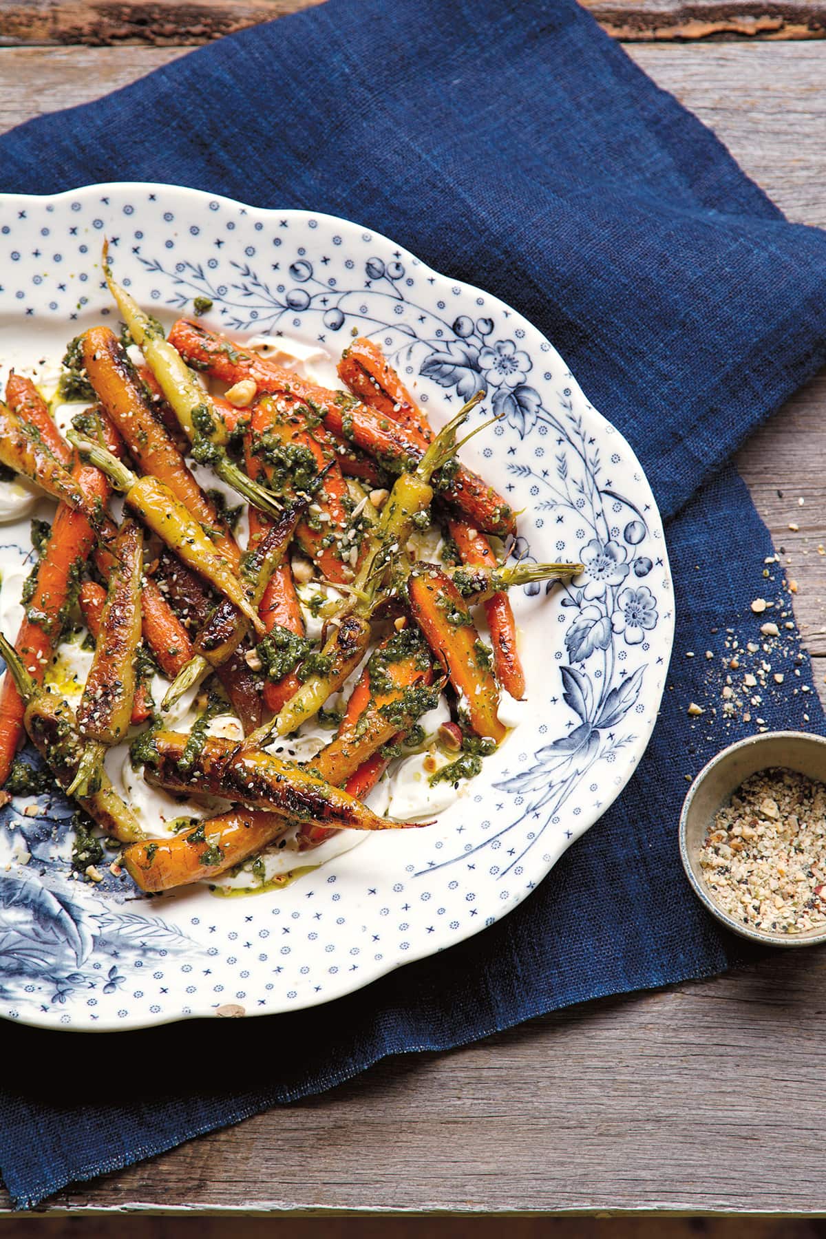 Carrots, their tops, honey and smoked yoghurt