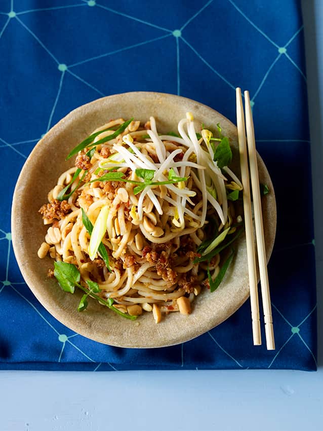 Noodles with XO, sprouts and peanuts