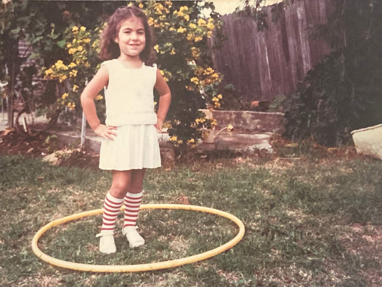 Author, Yasmin Noone, in the 1980s - a childhood era of hula hoops, kids parties and French onion soup mix encounters.