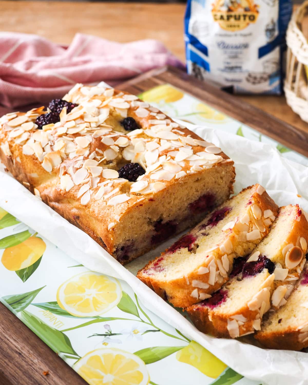 Yoghurt, blackberry and olive oil loaf cake