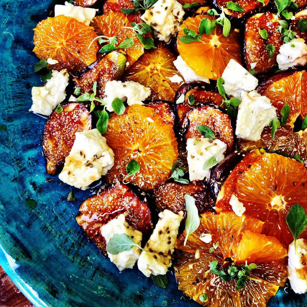 Caramelised fig, orange and goat's cheese salad