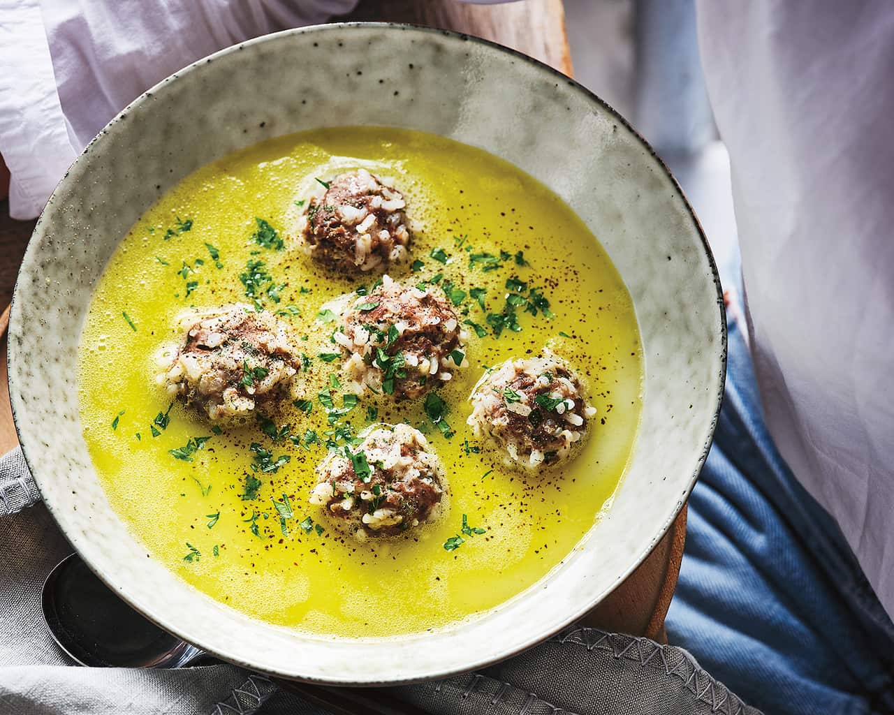 Youverlakia Meatballl, lemon and dill soup