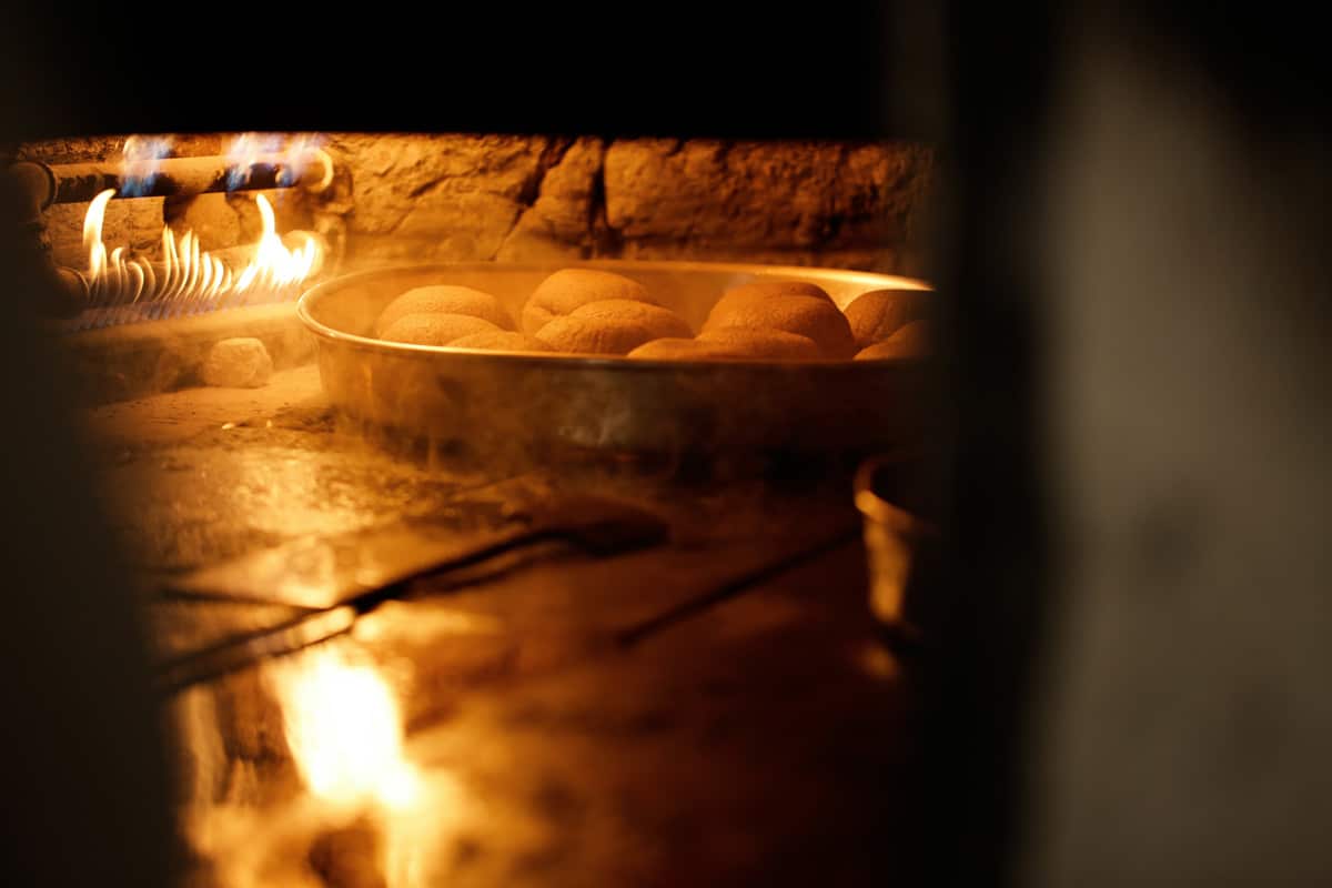 Kibbeh baking in the oven.