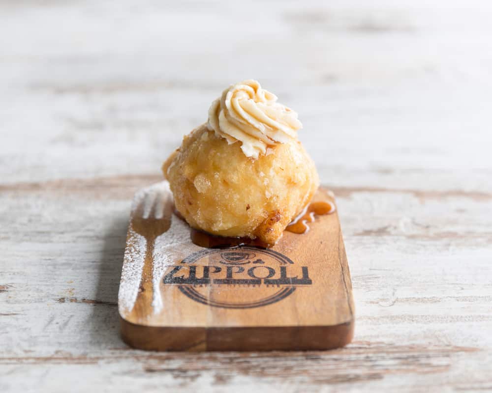 Zippoli with vanilla custard