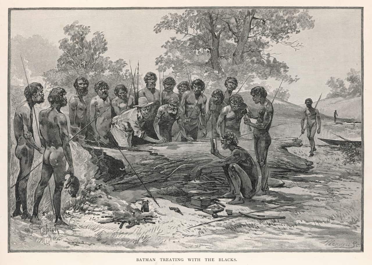 John Batman negotiates with the Aborigines of Victoria in 1827