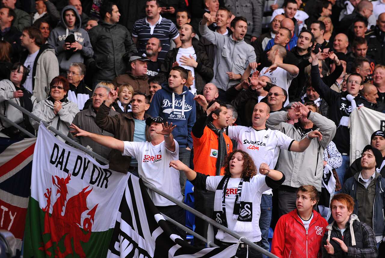 Swansea City fans in the stands in 2010.