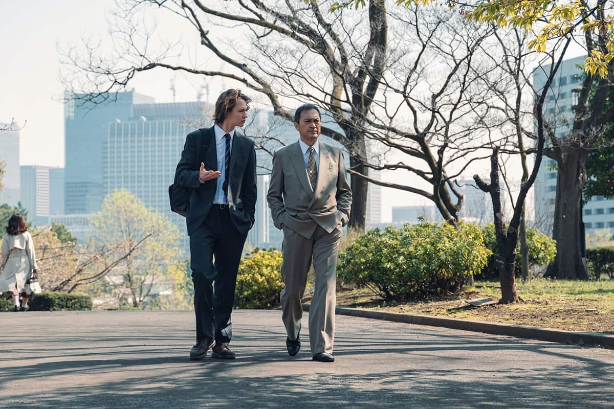 Ansel Elgort and Ken Watanabe in Tokyo Vice