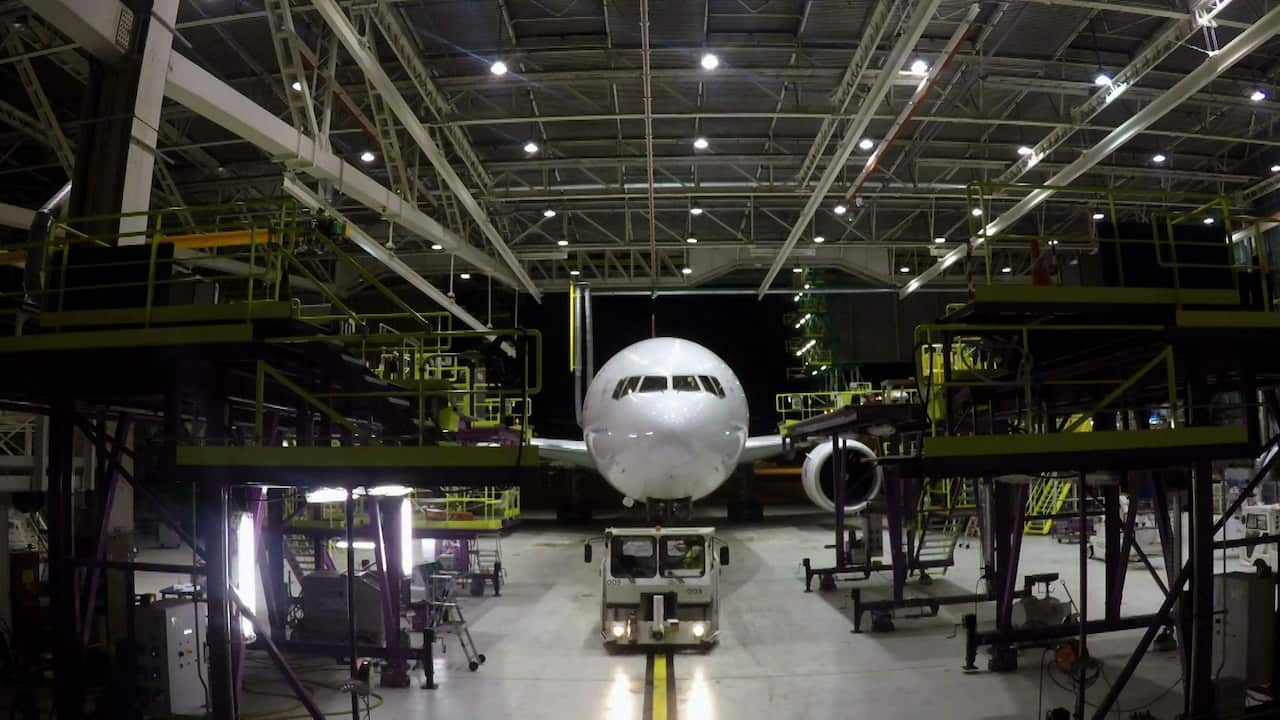 aircraft in hangar