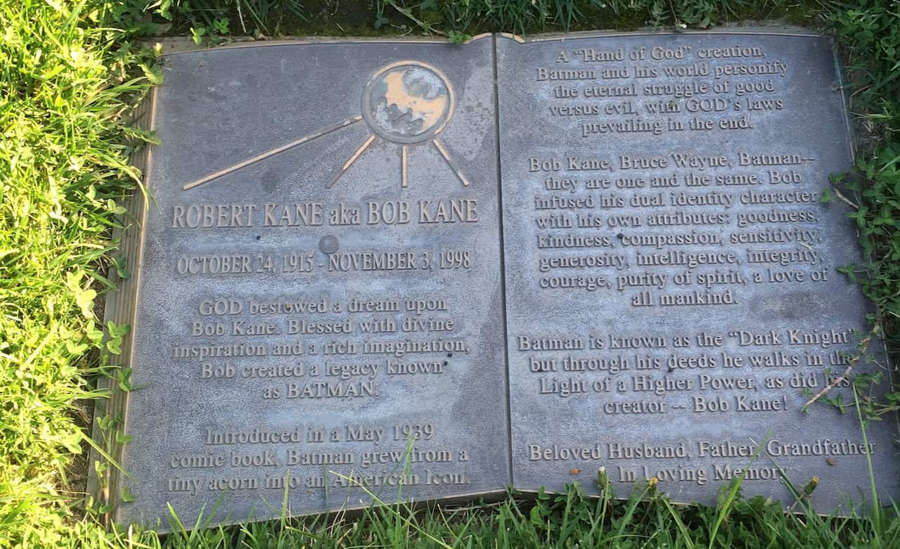 Bob Kane grave, headstone