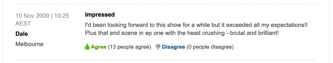 Dead Set viewer comment