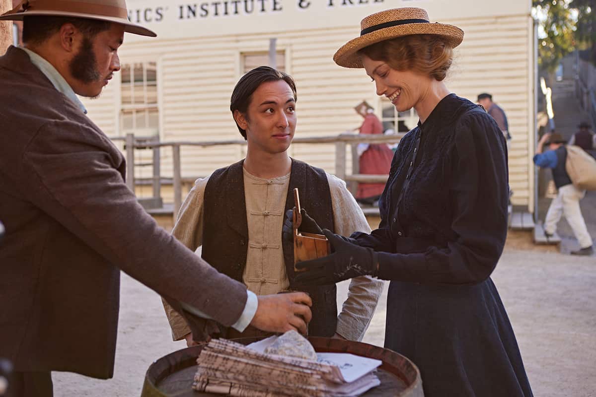 Sebastian Li and Alyssa Sutherland in New Gold Mountain