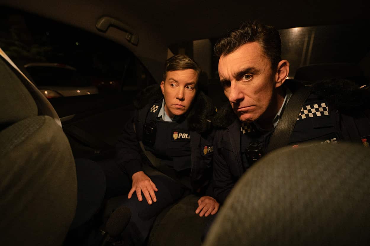 Karen O'Leary and Mike Minogue in Wellington Paranormal S4