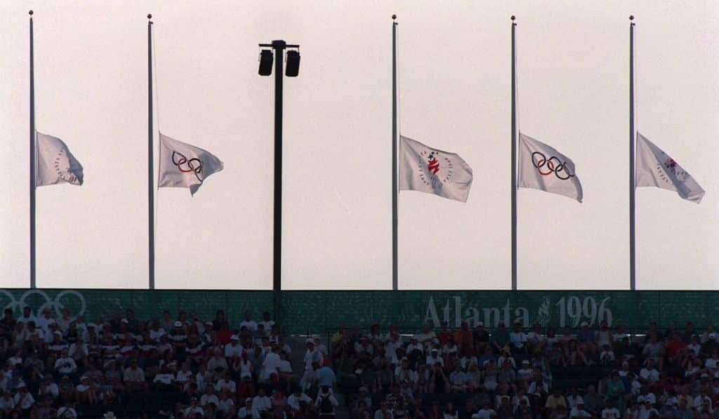 OLYMPICS Flags half mast