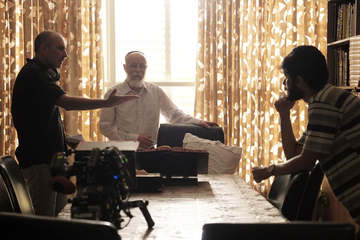 L-R Joseph Cedar, Jacob Cohen and Or Ben-Melech on set for Our Boys 